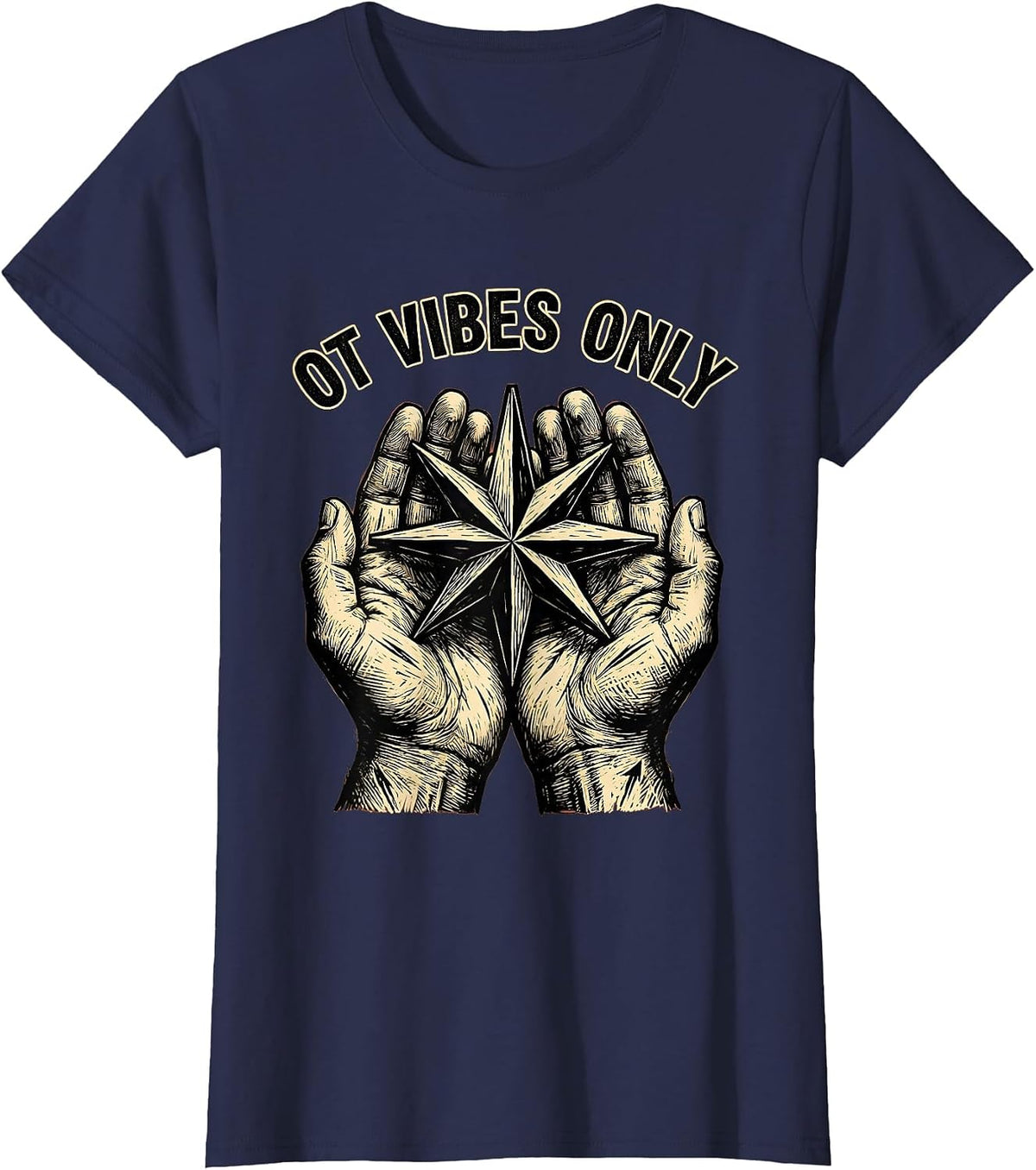 Women's OT Vibes Only Occupational Therapy Design T-Shirt - Navy Blue