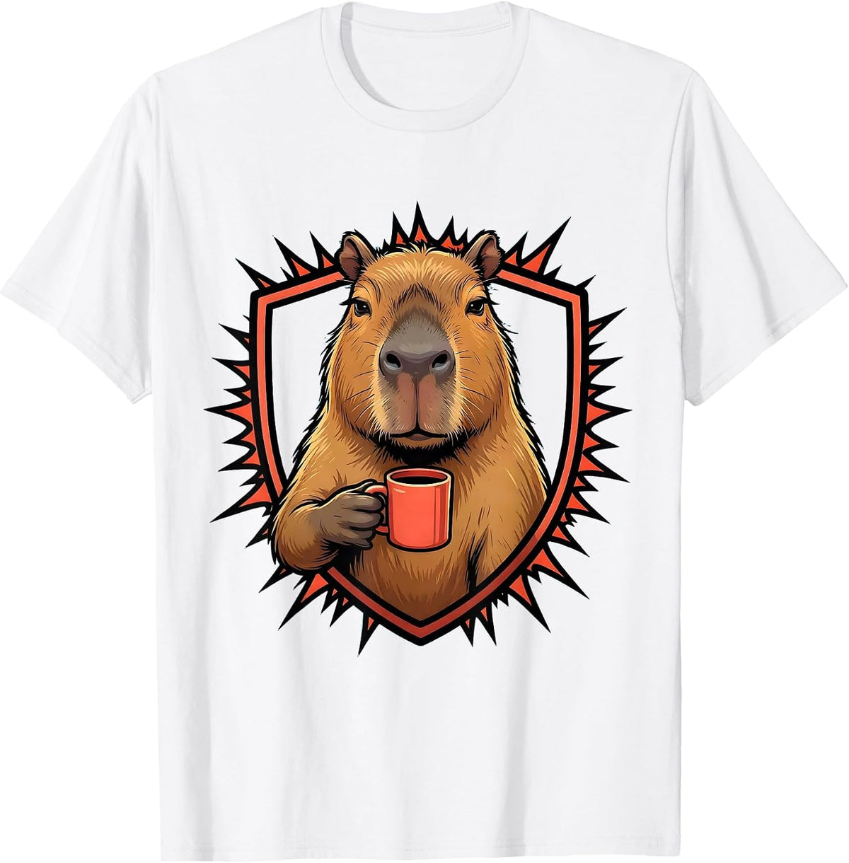 Men's Capybara Cartoon Funny Animal Meme Humor T-Shirt - White
