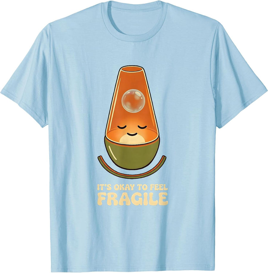 Men's It's Okay To Feel Fragile Retro Mental Health Awareness Gift T-Shirt - Baby Blue