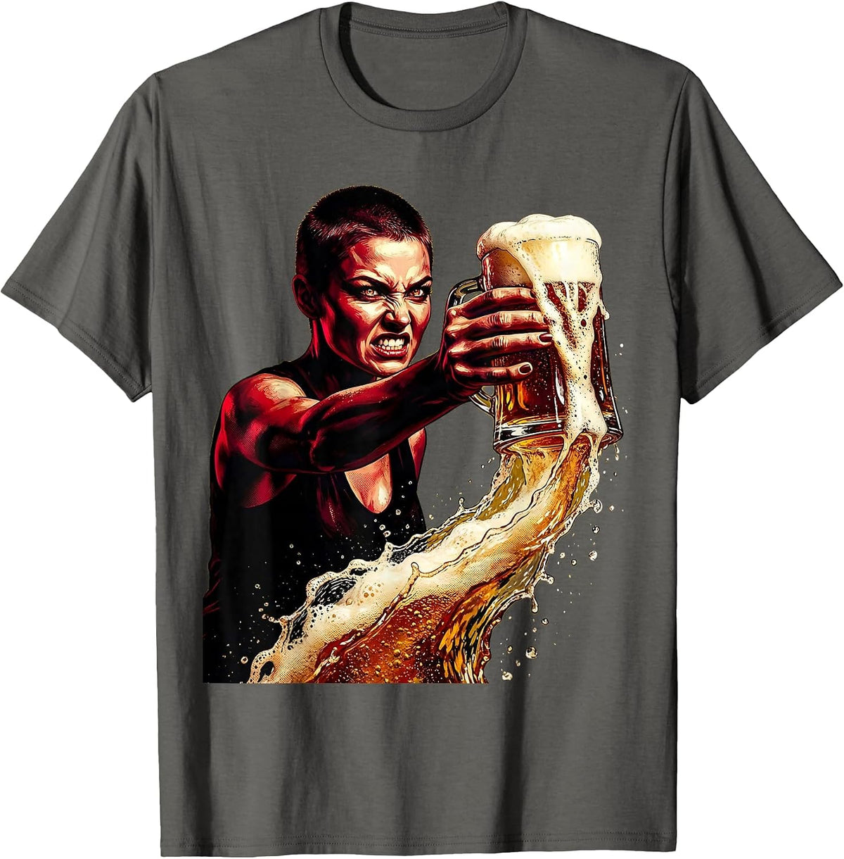 Men's Fierce Beer Pour Graphic Tee T-Shirt - Asphalt Grey