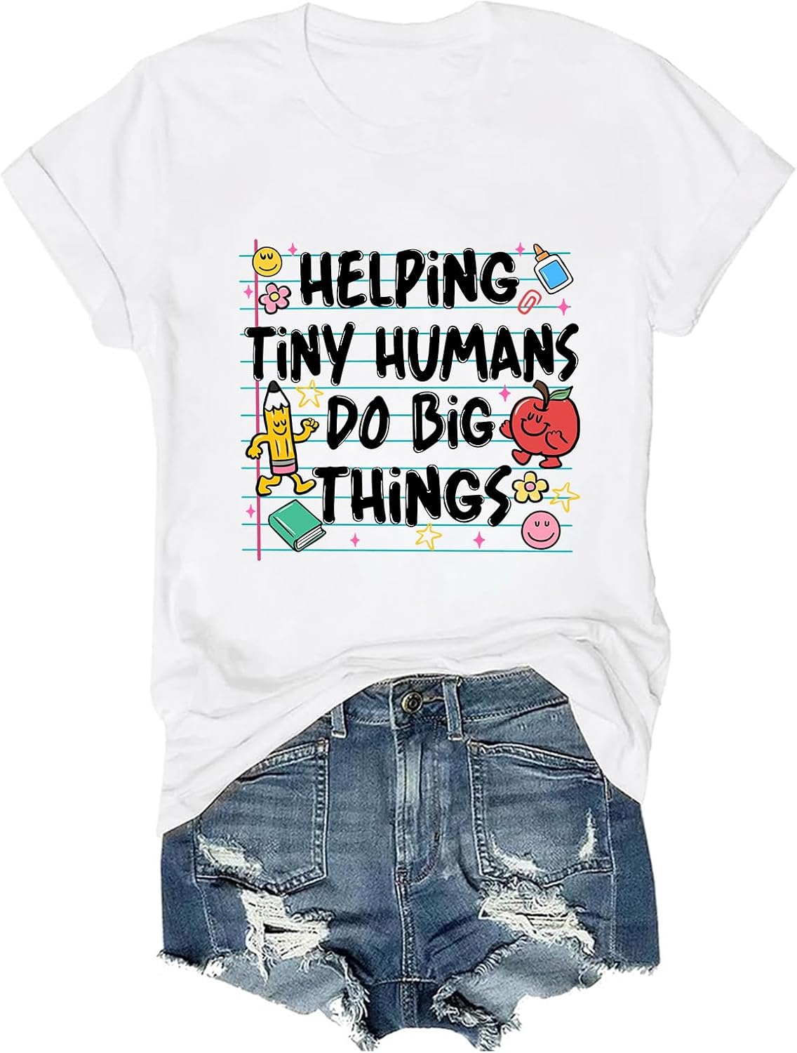 Helping Tiny Humans Do Big Things Shirt Funny Back to School Tee - White