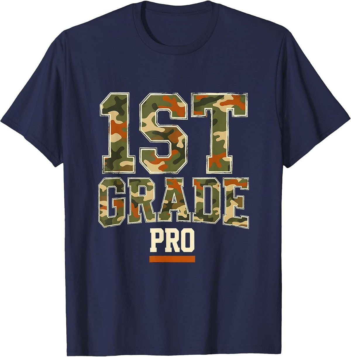 Men's 1st Grade Pro Camo First Grade Boy Back To School T-Shirt - Navy Blue