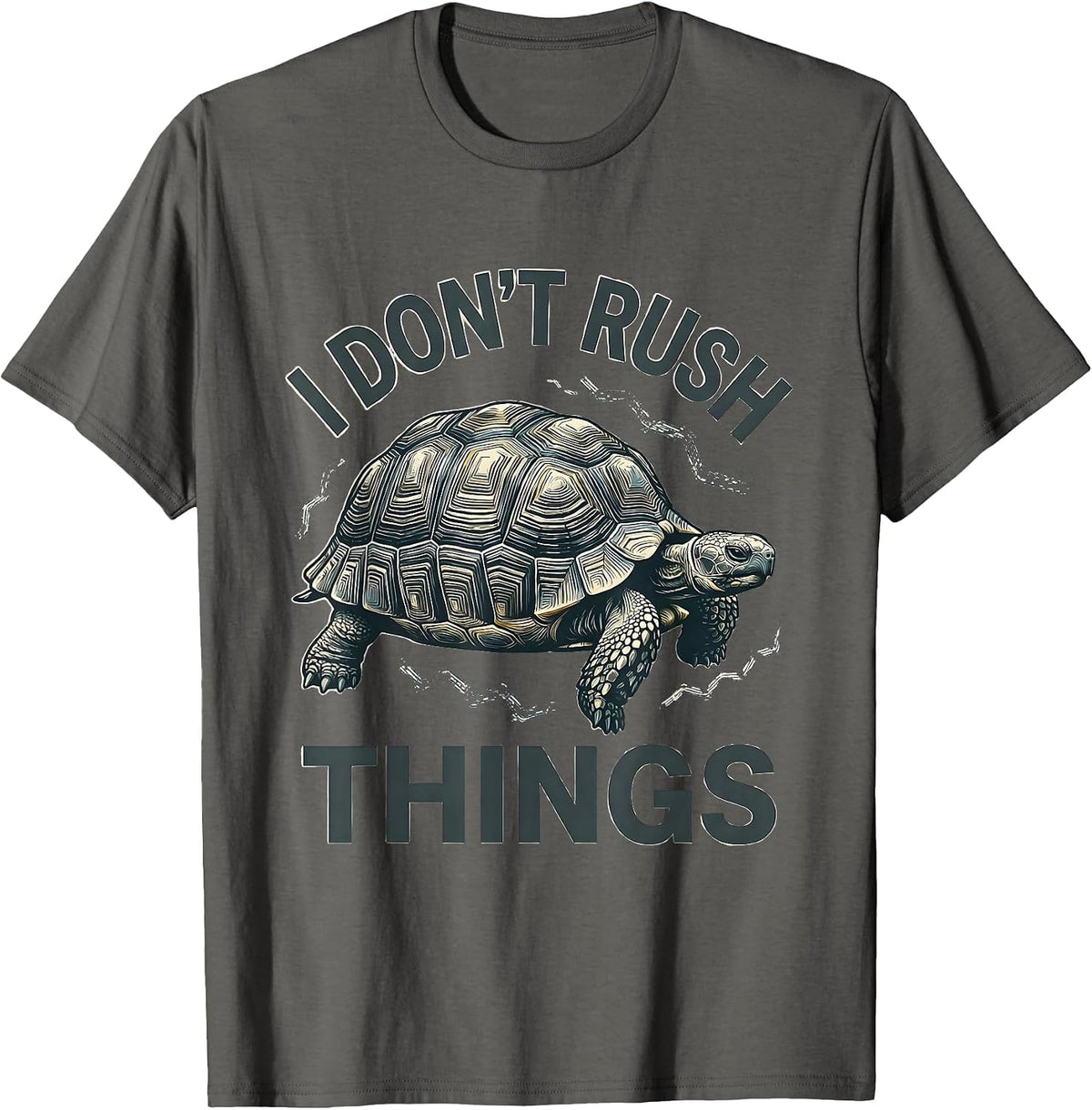 I Don't Rush Things Midcentury Modern Tortoise Lover Pet T-Shirt - Asphalt Grey