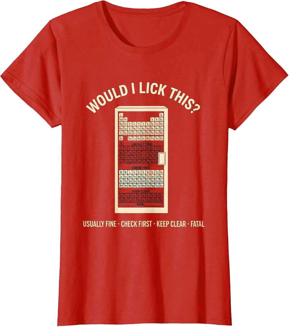 Would I Lick This Funny Periodic Table Science Teacher Gift T-Shirt - Red