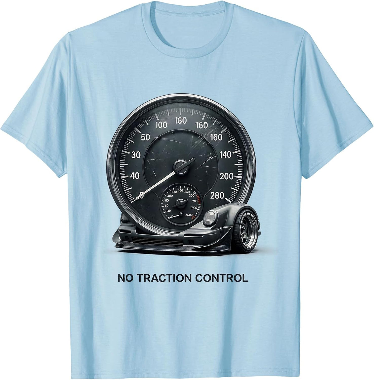 Men's No Traction Control Retro JDM Drift Car Tuner Nostalgia T-Shirt - Baby Blue