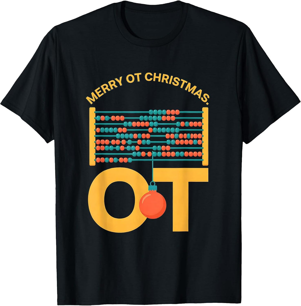 Men's Merry OT Christmas Funny Occupational Therapy Workplace T-Shirt - Black