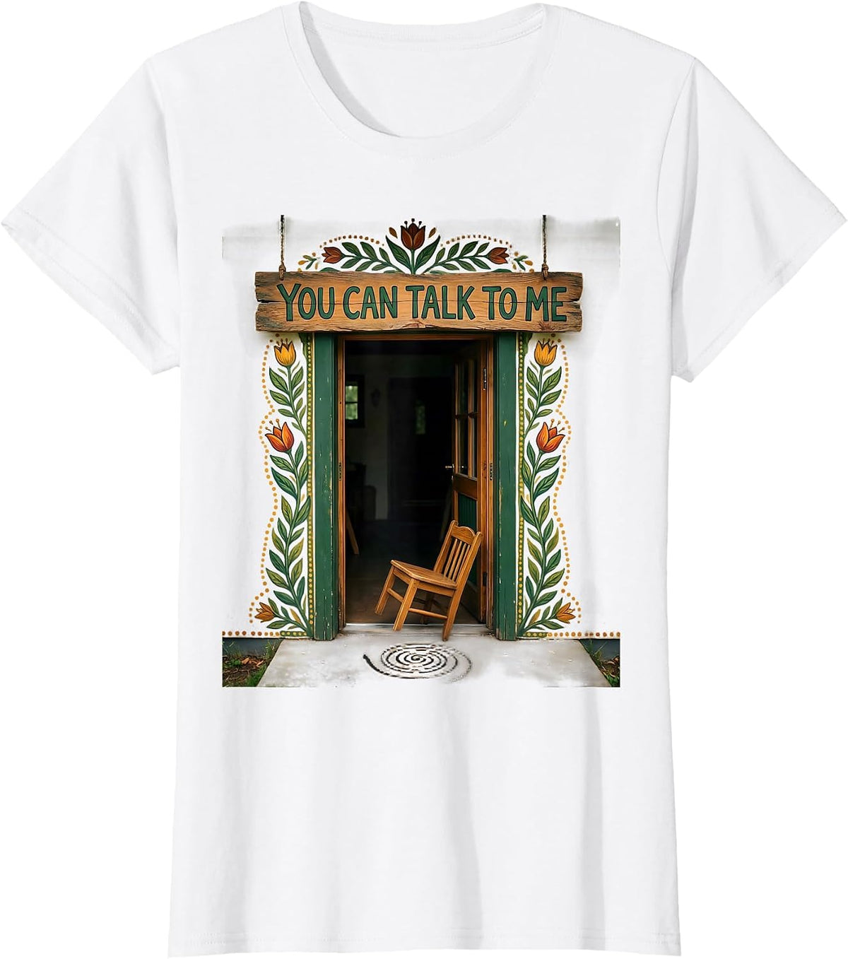 You Can Talk To Me Folk Art Mental Health Counselor T-Shirt - White