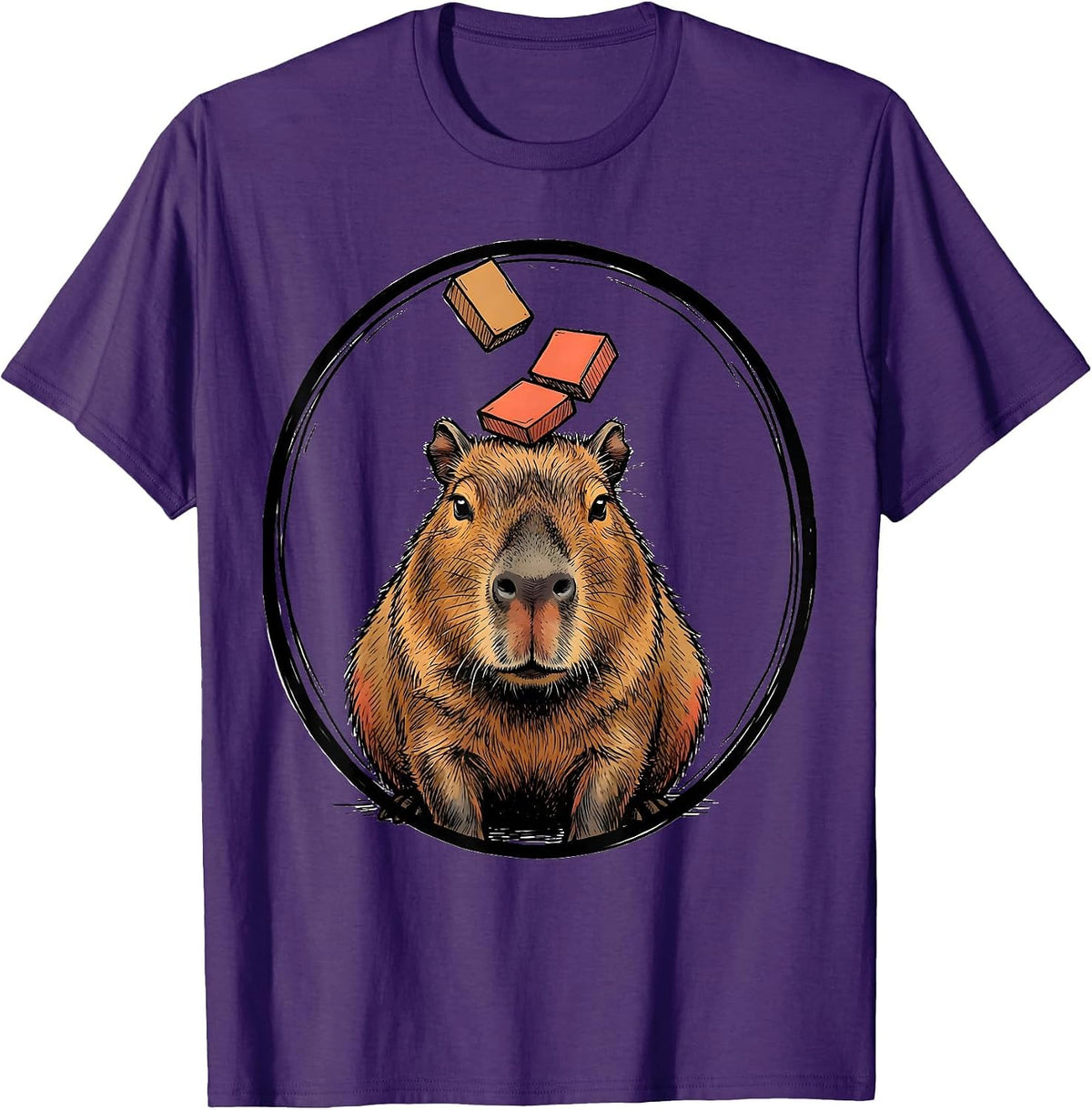 Sealed Capybara Badge Funny Animal Meme Humor T-Shirt - Purple