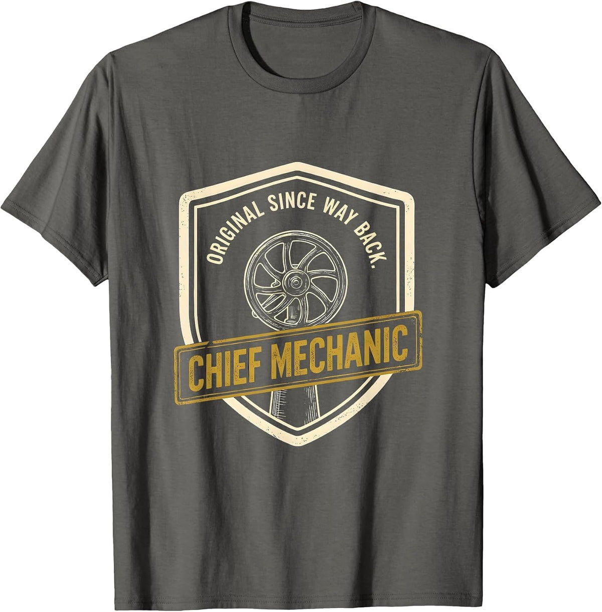 Men's Chief Mechanic, Original Since Way Back Classic Car Fan T-Shirt - Asphalt Grey