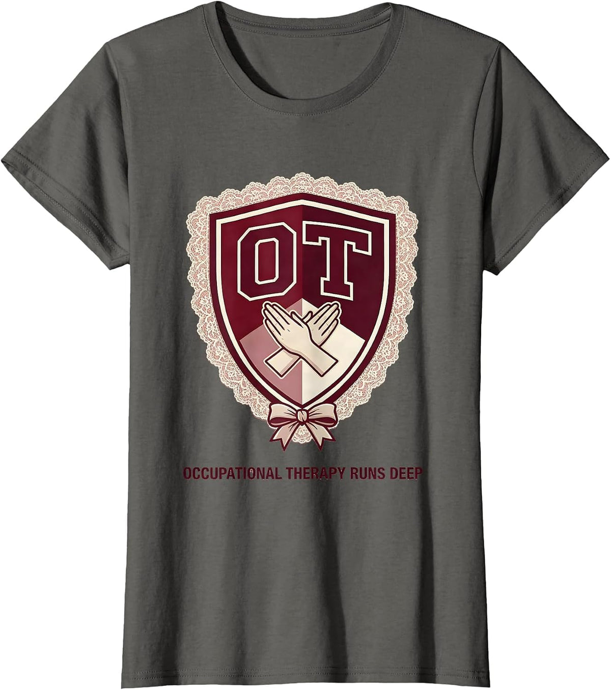Women's Occupational Therapy Runs Deep OT Pride Design T-Shirt - Asphalt Grey
