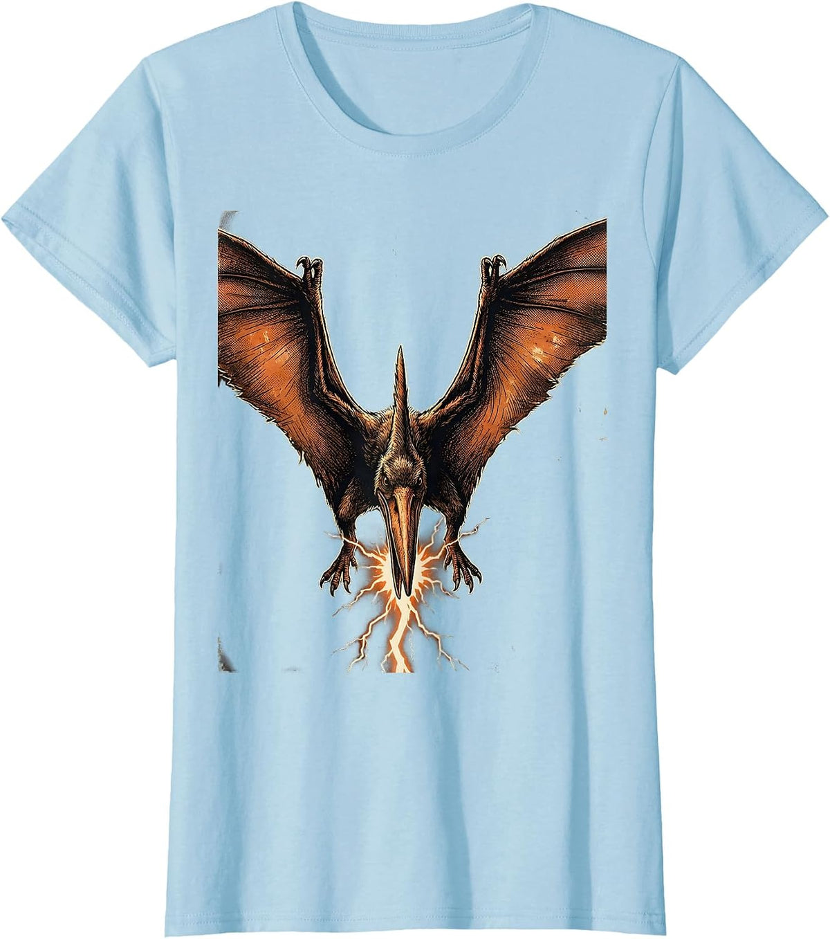 Women's Pterodactyl Lightning Bolt Dinosaur Graphic T-Shirt - Baby Blue