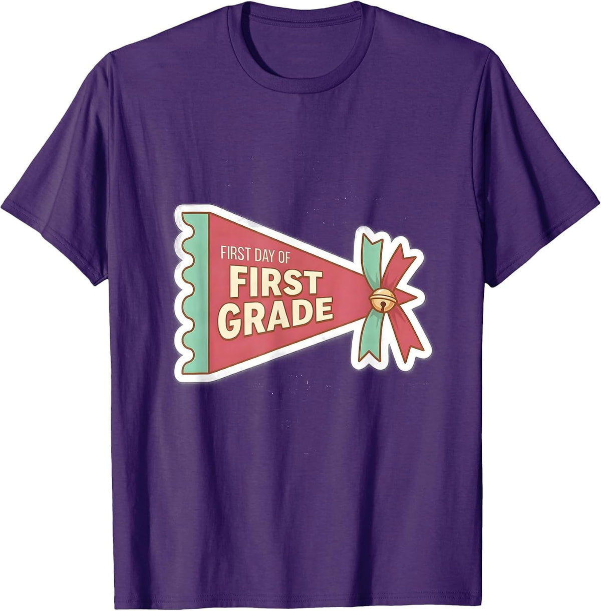 First Day of First Grade Cheerful Preppy Back to School T-Shirt - Purple