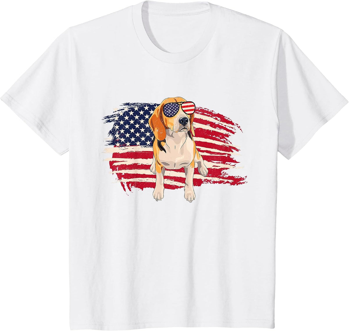 American Flag Beagle - Puppy Dog Lover Animal Breeder T-Shirt - White