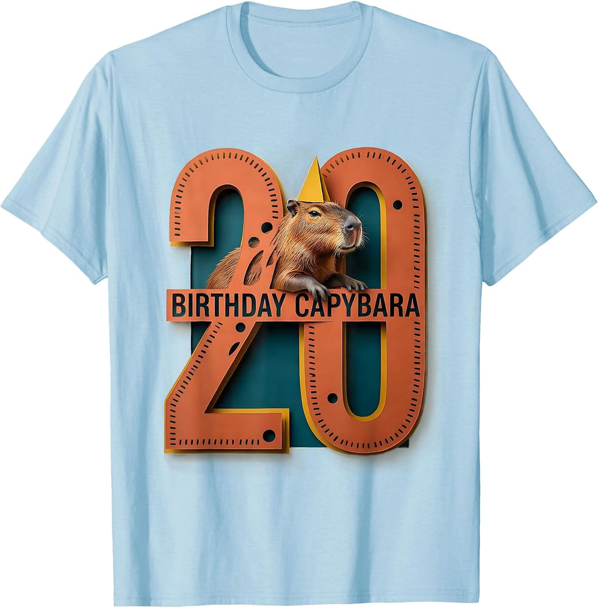 Men's Birthday Capybara Age 20 Funny Animal Meme Birthday Gift T-Shirt - Baby Blue