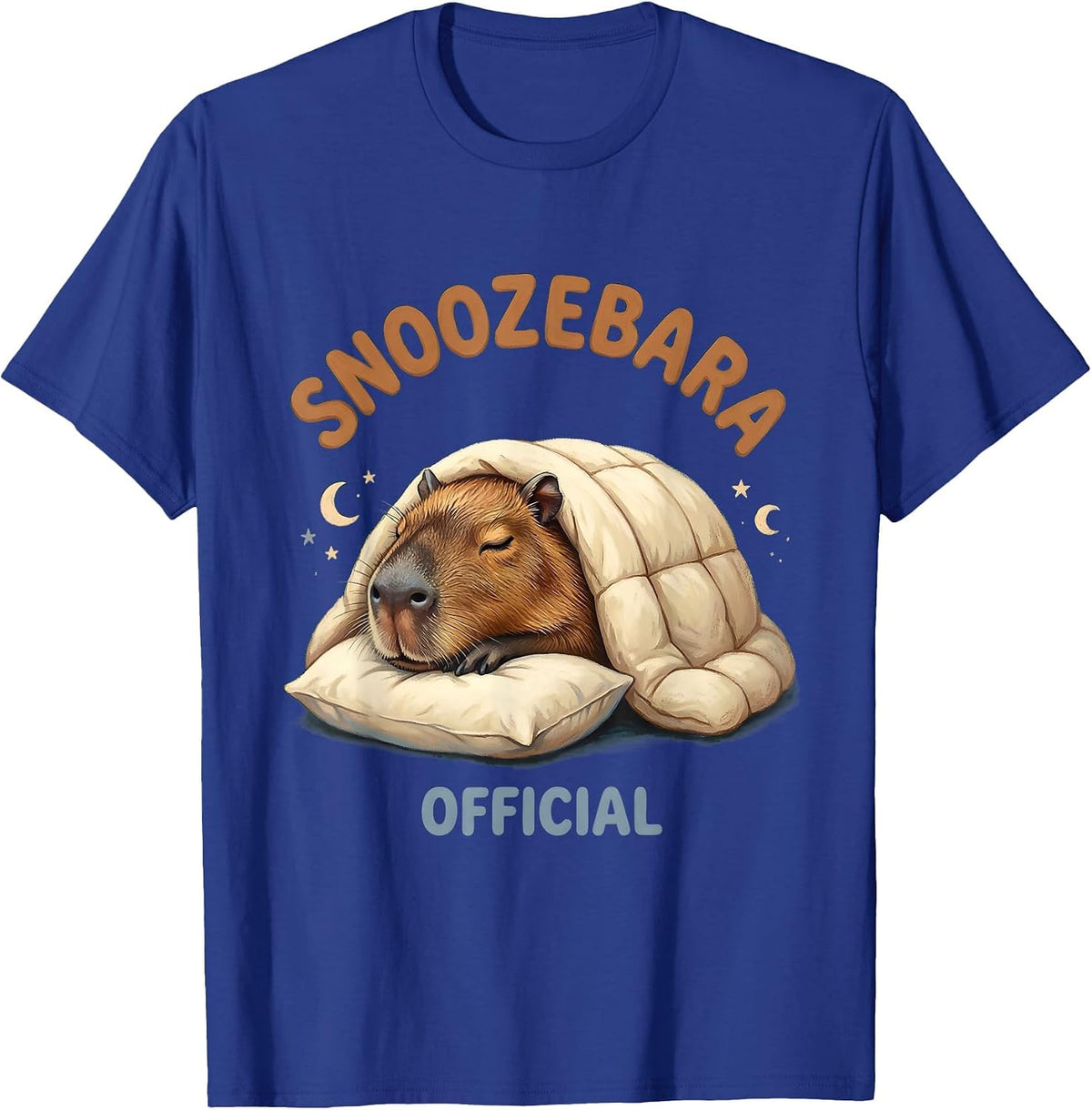 Snoozebara Official Cute Capybara Sleepwear Kids Pajama Top T-Shirt - Royal Blue