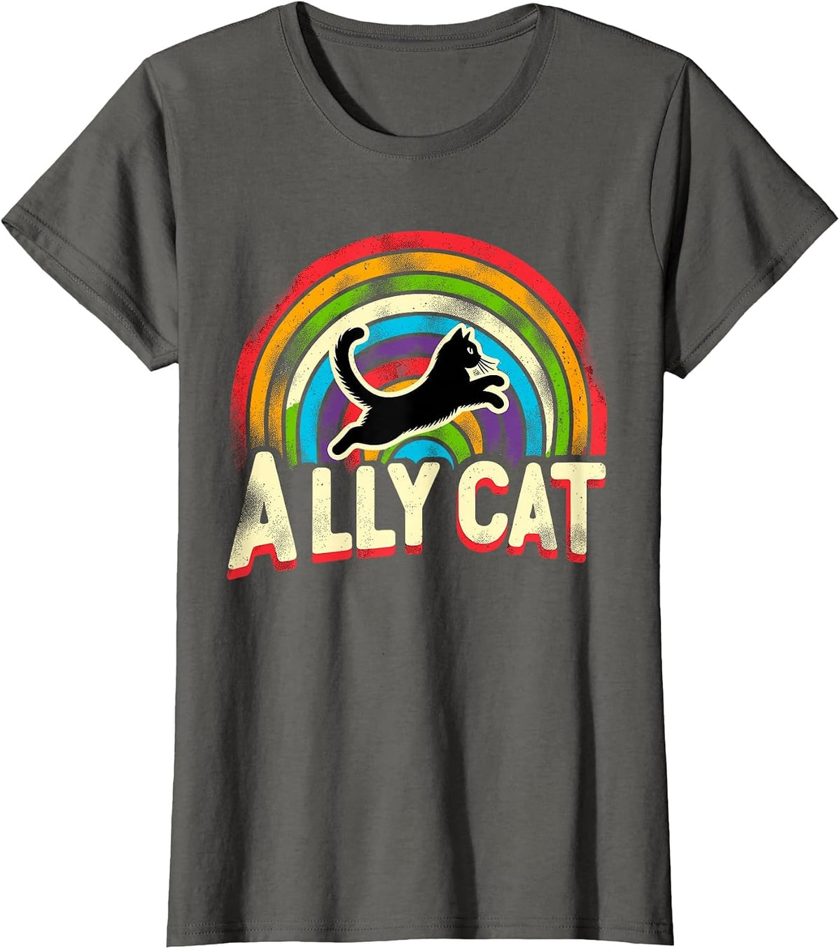Ally cat LGBT Pride Cat T-Shirt - Asphalt Grey