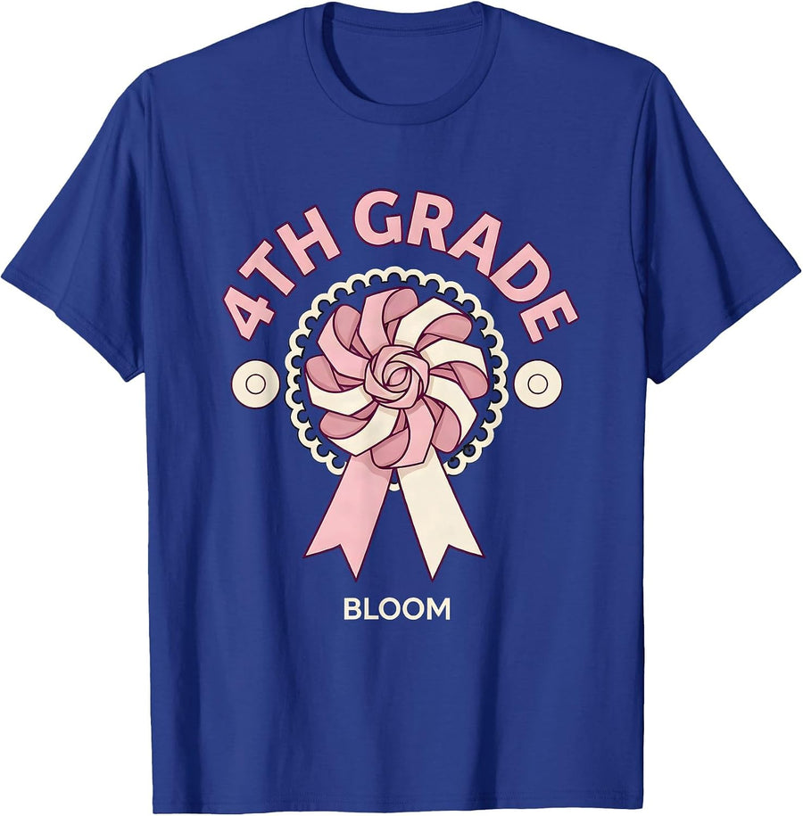 4th Grade Bloom Coquette Bow Back to School Fourth Grade T-Shirt - Royal Blue