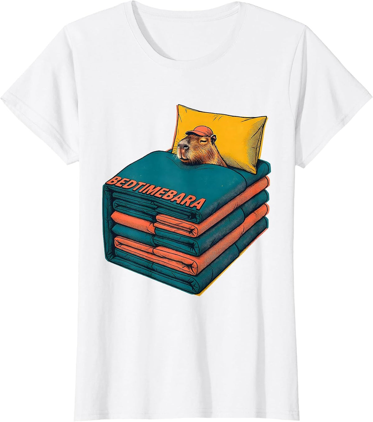 Bedtimebara Cute Capybara Sleep Humor Kids Adults T-Shirt - White