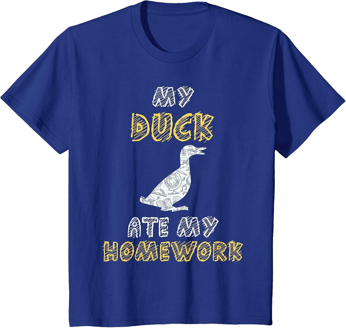My Duck Ate My Homework Mallard Dipper Kid Back to School T-Shirt - Royal Blue
