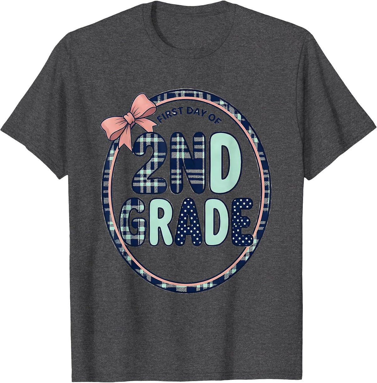 First Day Of 2nd Grade Coquette Bow Back To School Girly T-Shirt - Dark Heather Grey