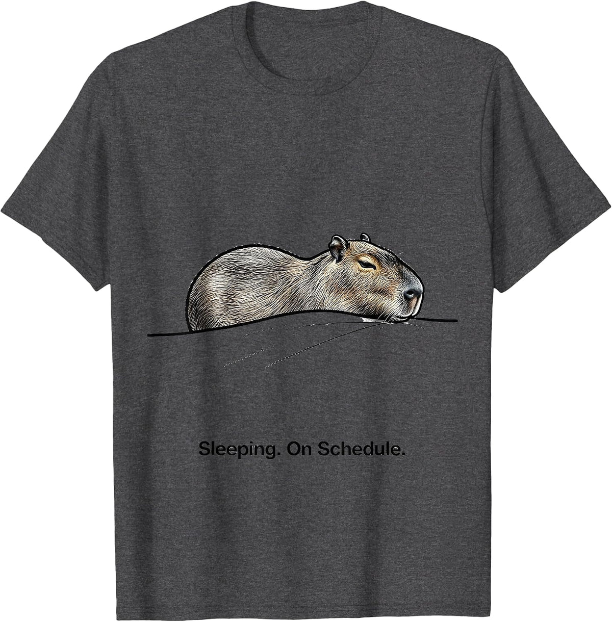 Men's Sleeping. On Schedule Cute Capybara Pajama Humor Nap Lover T-Shirt - Dark Heather Grey