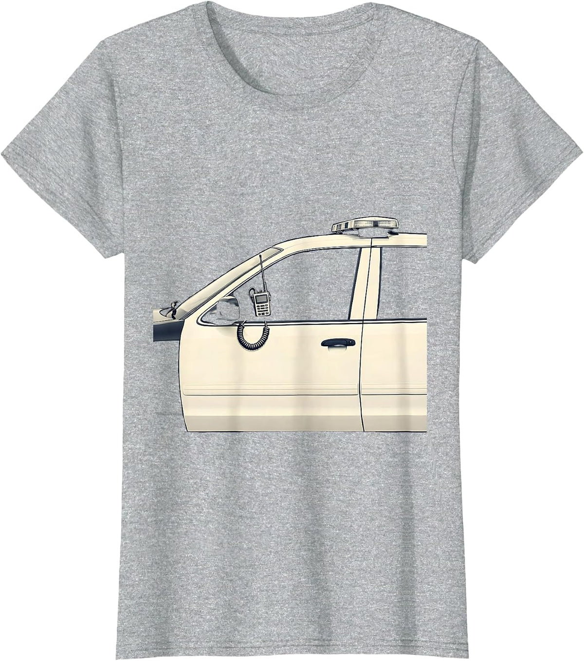 Women's Police Cruiser Silhouette Minimalist Law Enforcement T-Shirt - Heather Grey