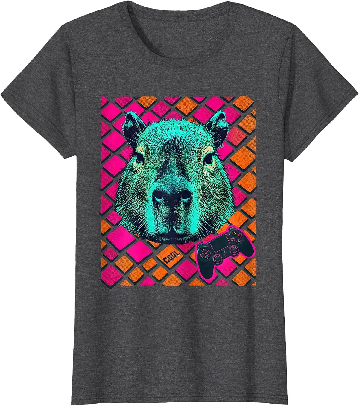 Women's cool Funny Capybara Gamer Meme Humor Video Games T-Shirt - Dark Heather Grey