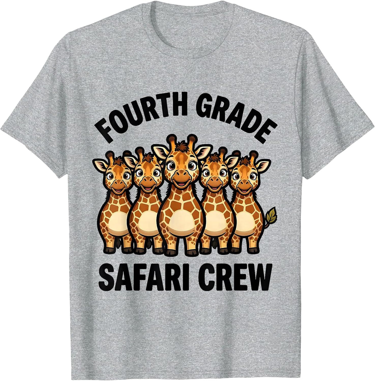 Men's Fourth Grade Safari Crew Cartoon Giraffe Cubs Teacher T-Shirt - Heather Grey
