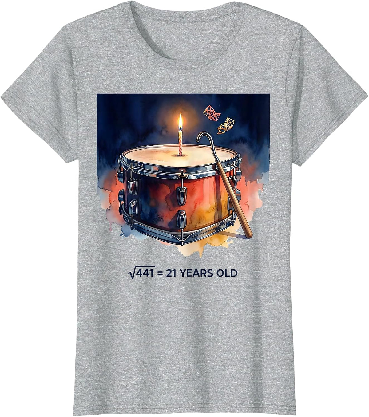 √441 = 21 Years Old Math Birthday Humor Gift T-Shirt - Heather Grey