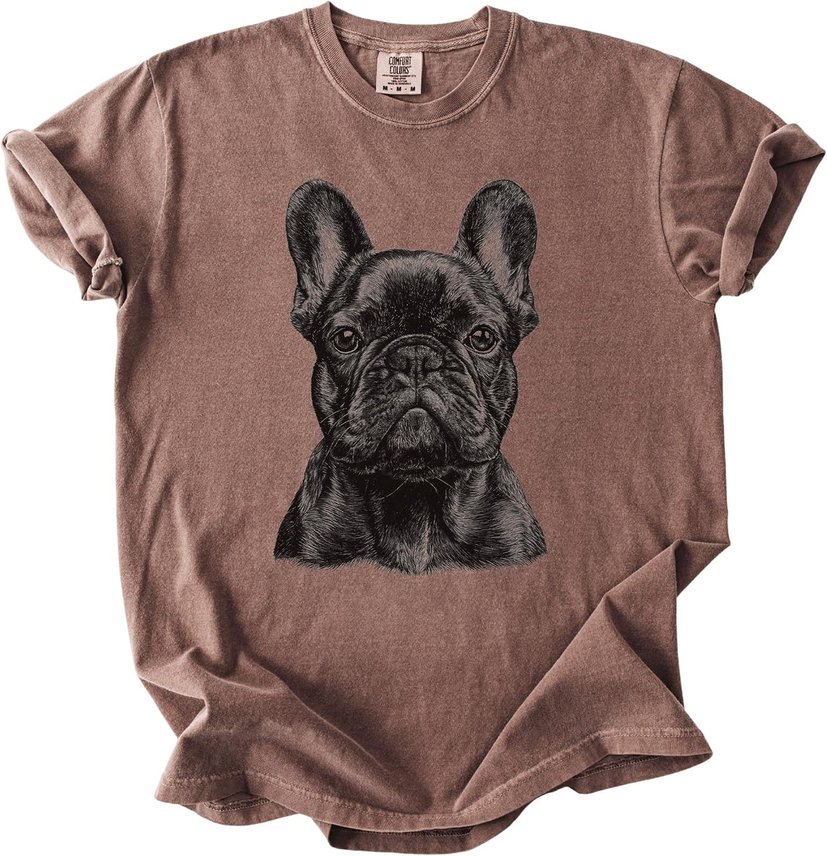 French Bulldog Portrait Garment-Dyed Unisex Graphic T-Shirt - Espresso