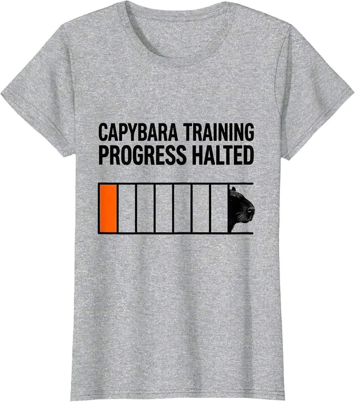 Capybara Training Progress Halted Funny Animal Meme Gamer T-Shirt - Heather Grey
