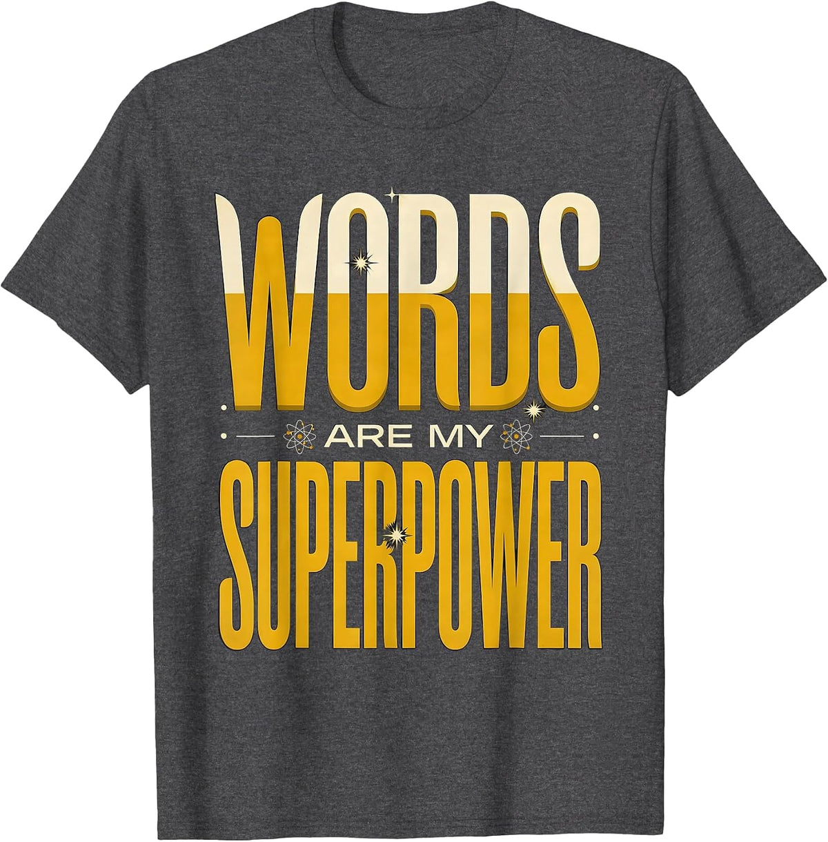 Men's Words Are My Superpower English Teacher Design T-Shirt - Dark Heather Grey