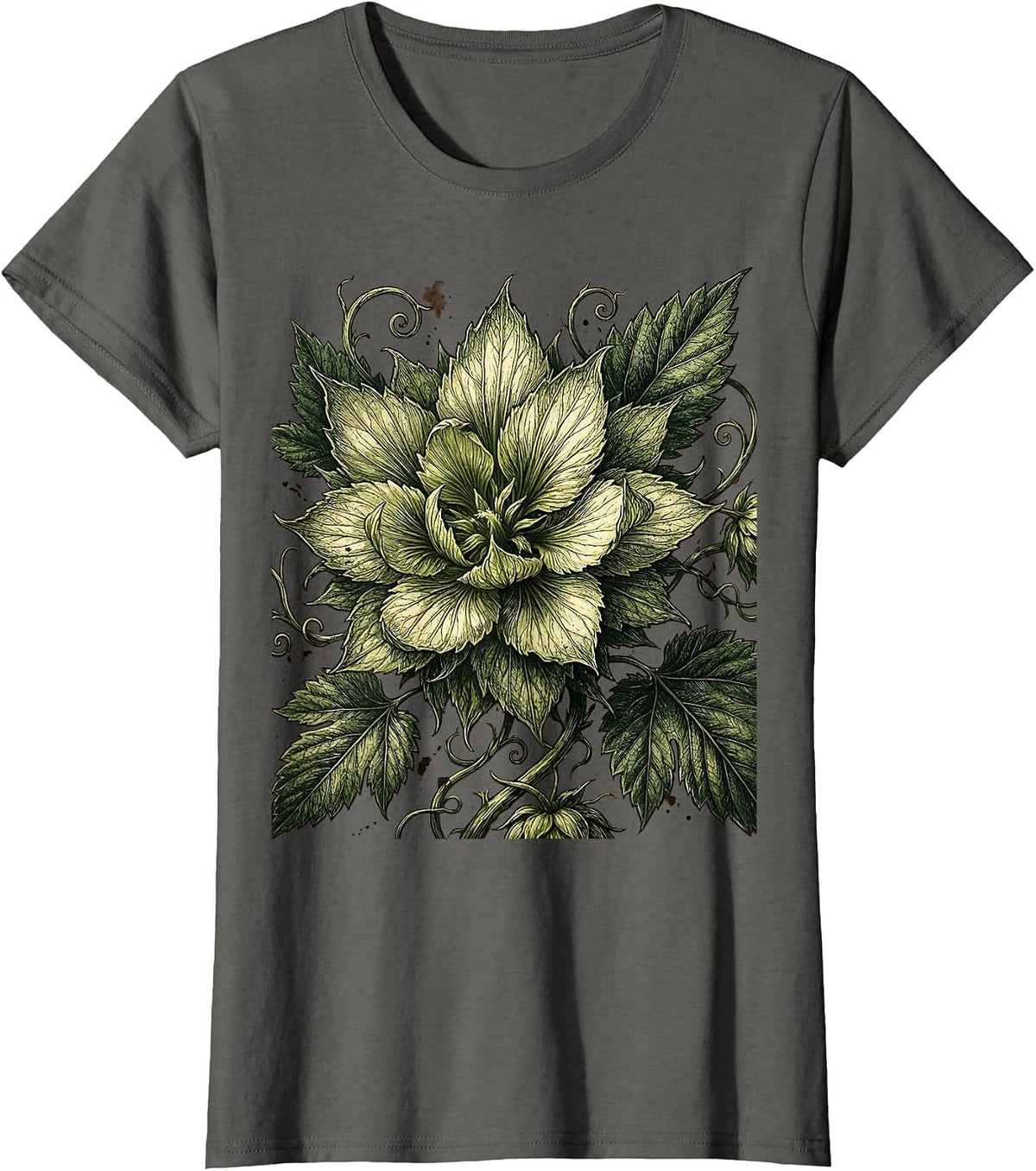 Women's Giant Hops Flower Burst Beer Graphic T-Shirt - Asphalt Grey