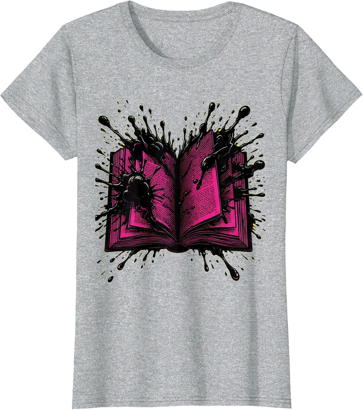 Ink Splatter Open Book English Teacher Gift T-Shirt - Heather Grey