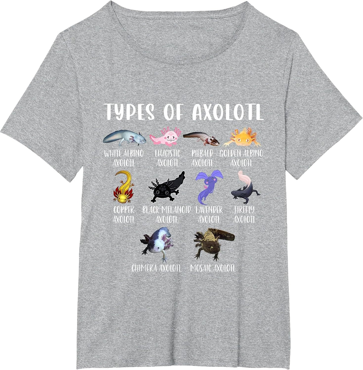 Types of Axolotl Shirt Kids Cute Different Species Axolotls T-Shirt - Heather Grey
