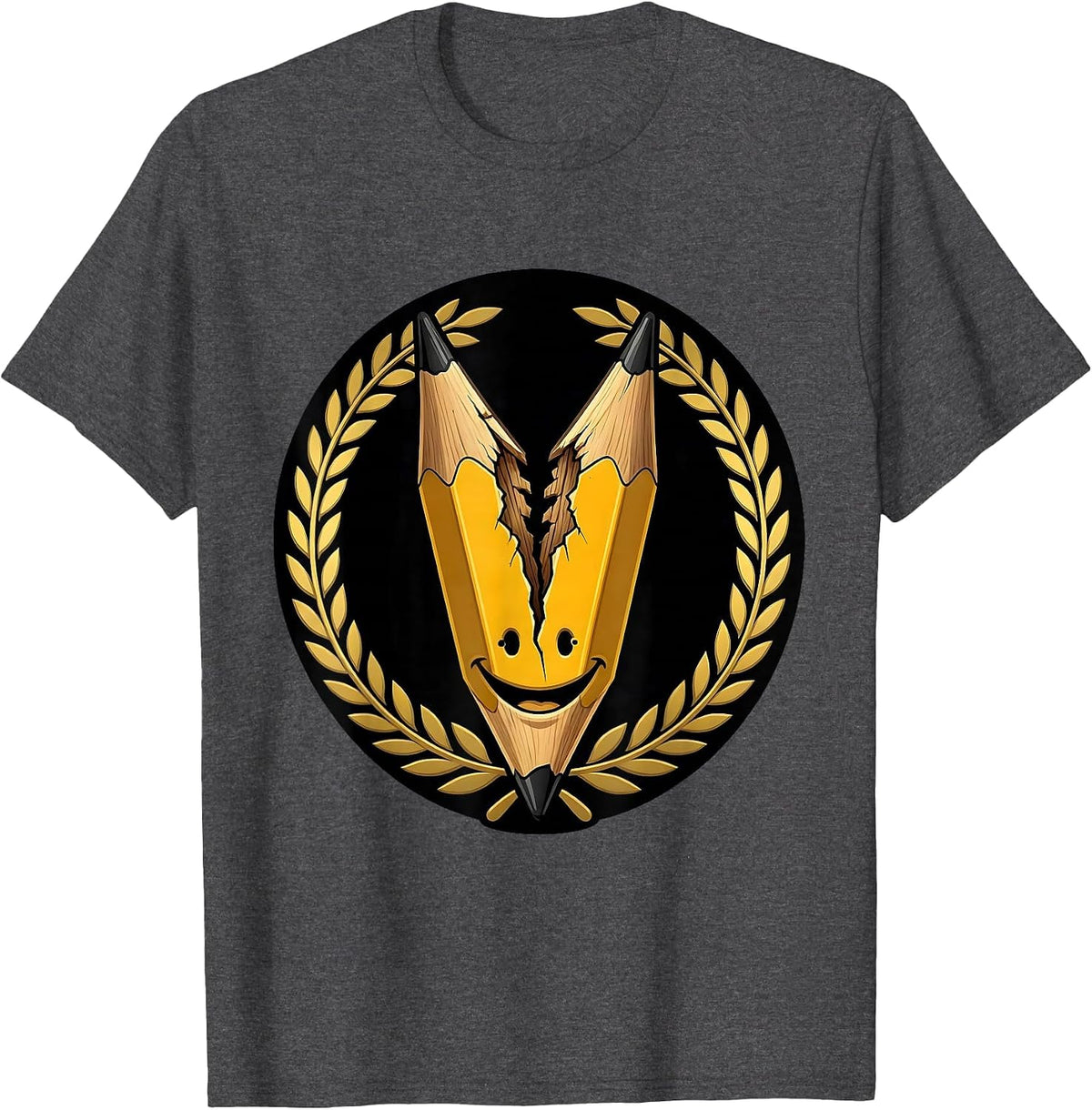 Fri Yay Broken Pencil Happy Teacher Gift T-Shirt - Dark Heather Grey