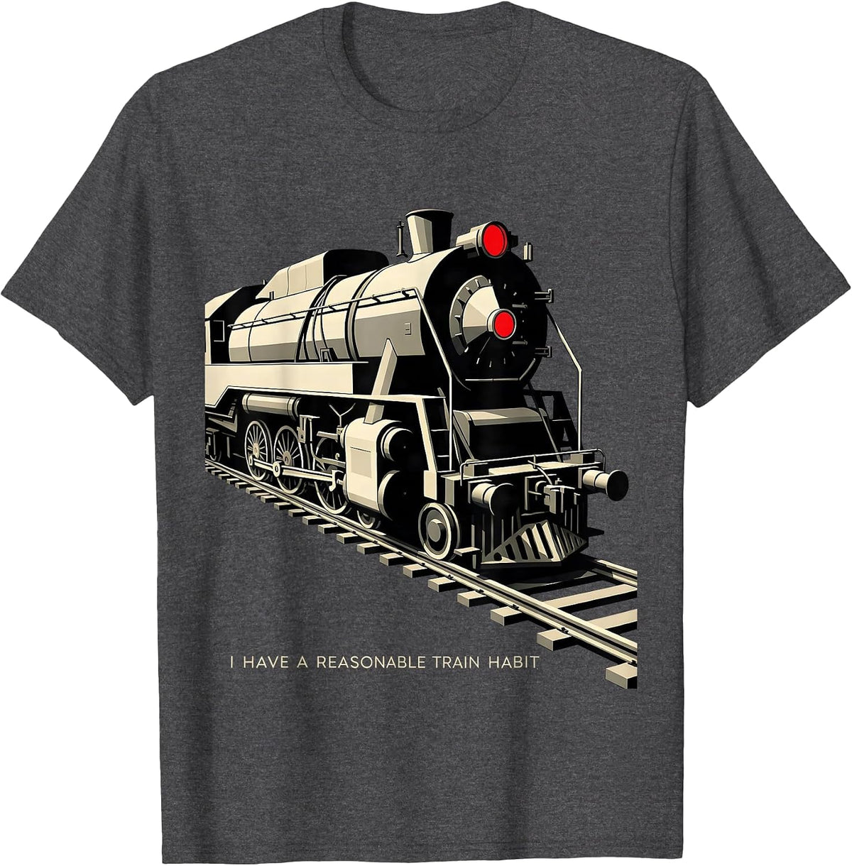 Men's I Have A Reasonable Train Habit Funny Train Enthusiast Model T-Shirt - Dark Heather Grey