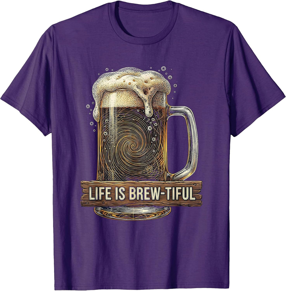 Men's Life Is Brew-tiful Beer Lover Graphic Design T-Shirt - Purple