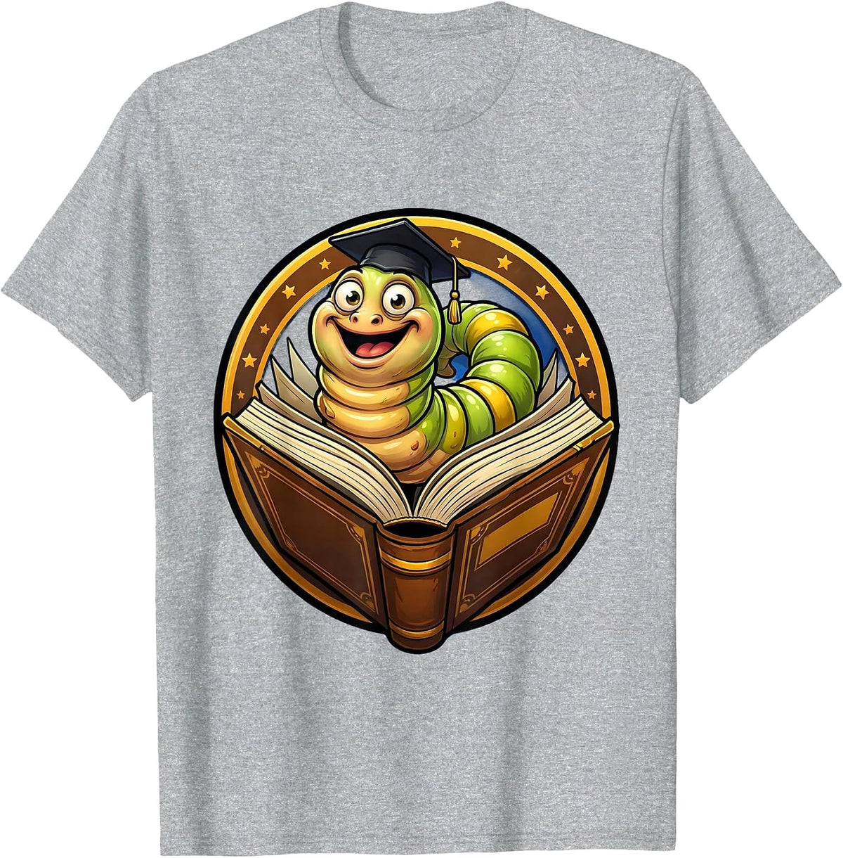 Men's English Teacher Bookworm Curled Inside Giant Novel T-Shirt - Heather Grey