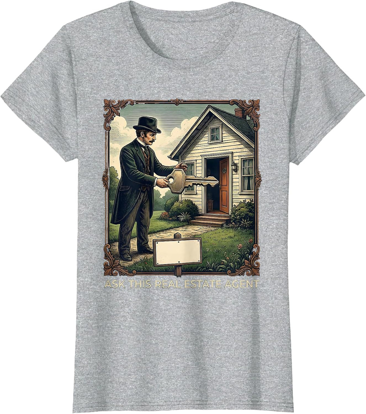 Women's Ask This Real Estate Agent Vintage Realtor Humor T-Shirt - Heather Grey