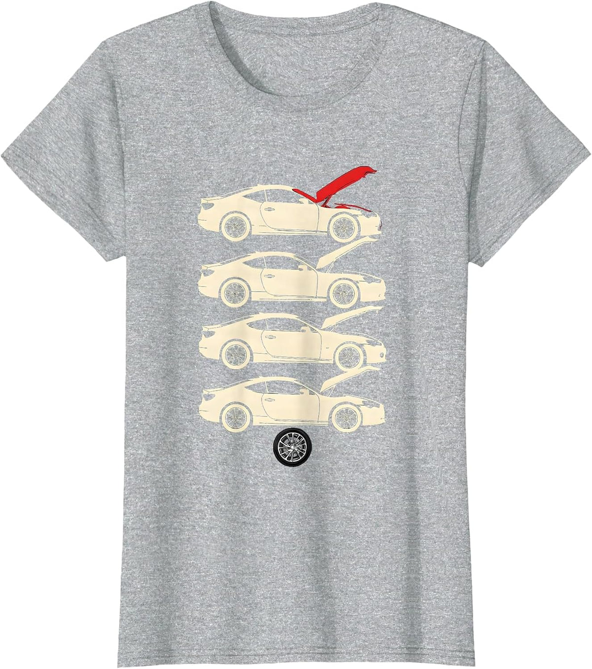 Women's Stepped Coupe Silhouettes Funny Car Enthusiast Garage Humor T-Shirt - Heather Grey