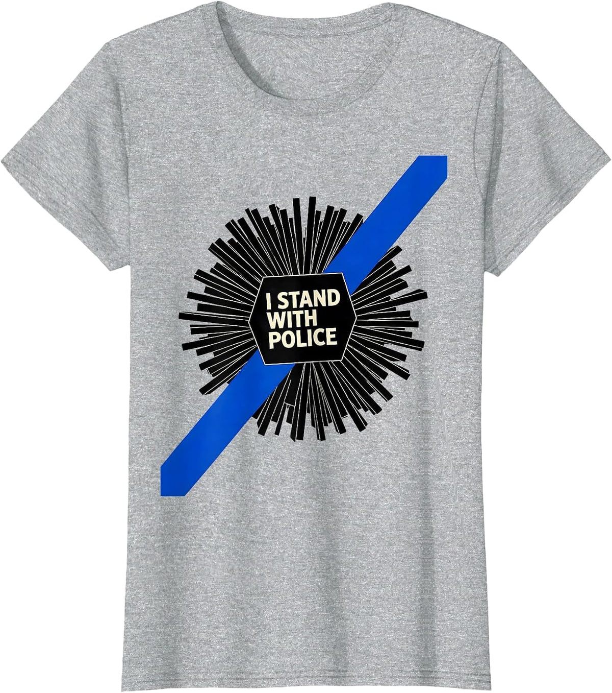 I Stand With Police Thin Blue Line Back The Blue Police T-Shirt - Heather Grey