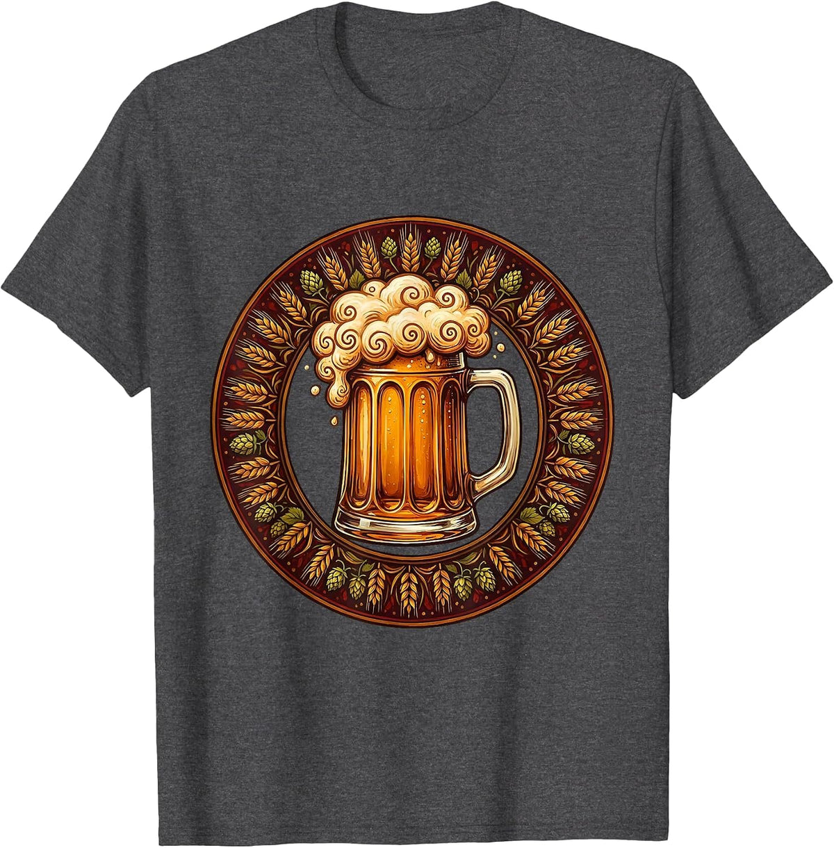 Frothy Overflowing Beer Mug Graphic T-Shirt - Dark Heather Grey
