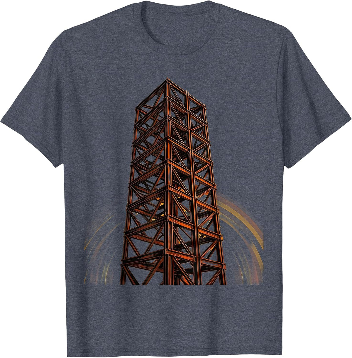 Labor Day Rising Skyscraper Steel Girder Illustration T-Shirt, Men, Heather Blue, XX-Large - As Pictured