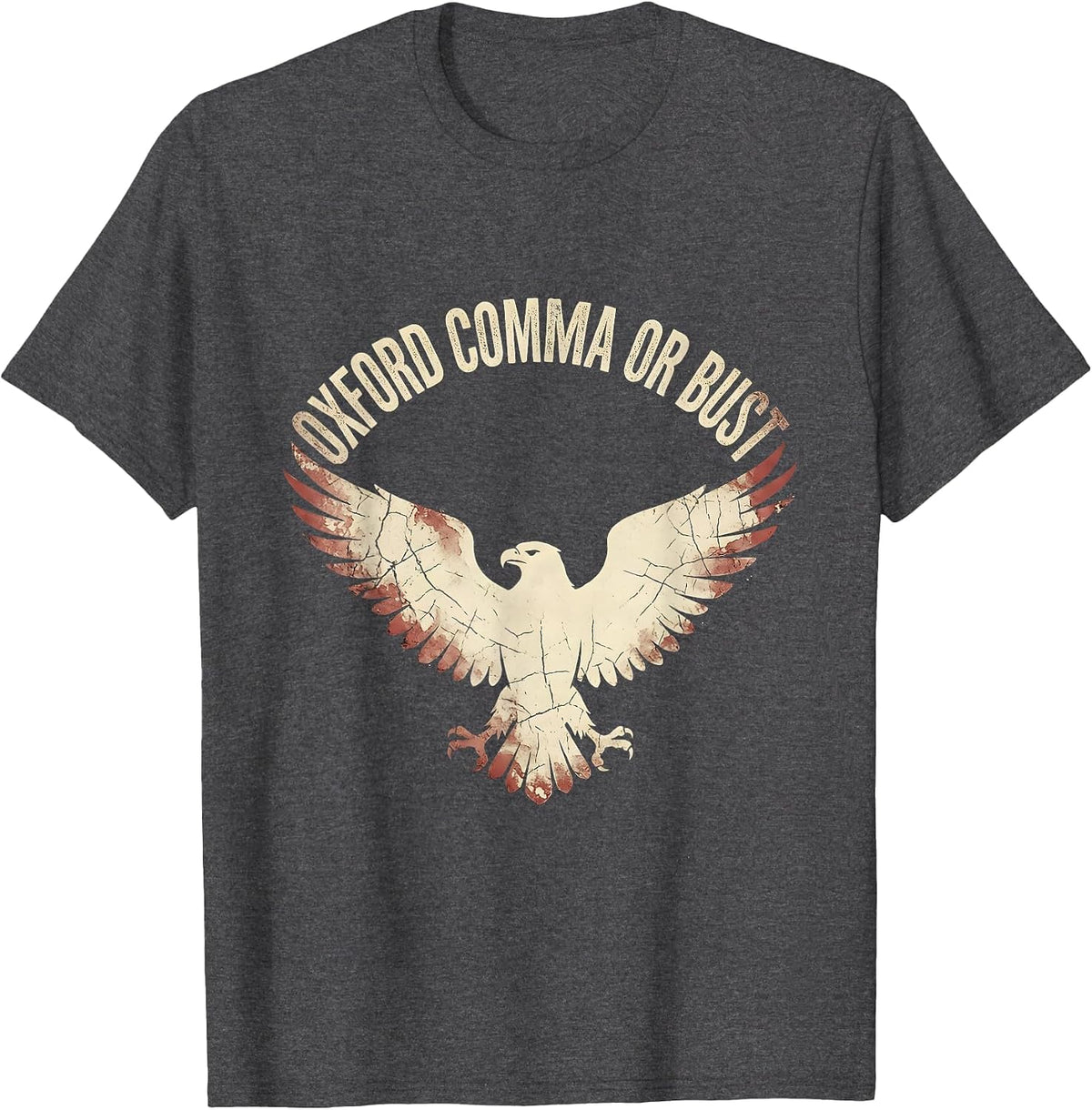 Men's Oxford Comma Or Bust English Teacher Design T-Shirt - Dark Heather Grey