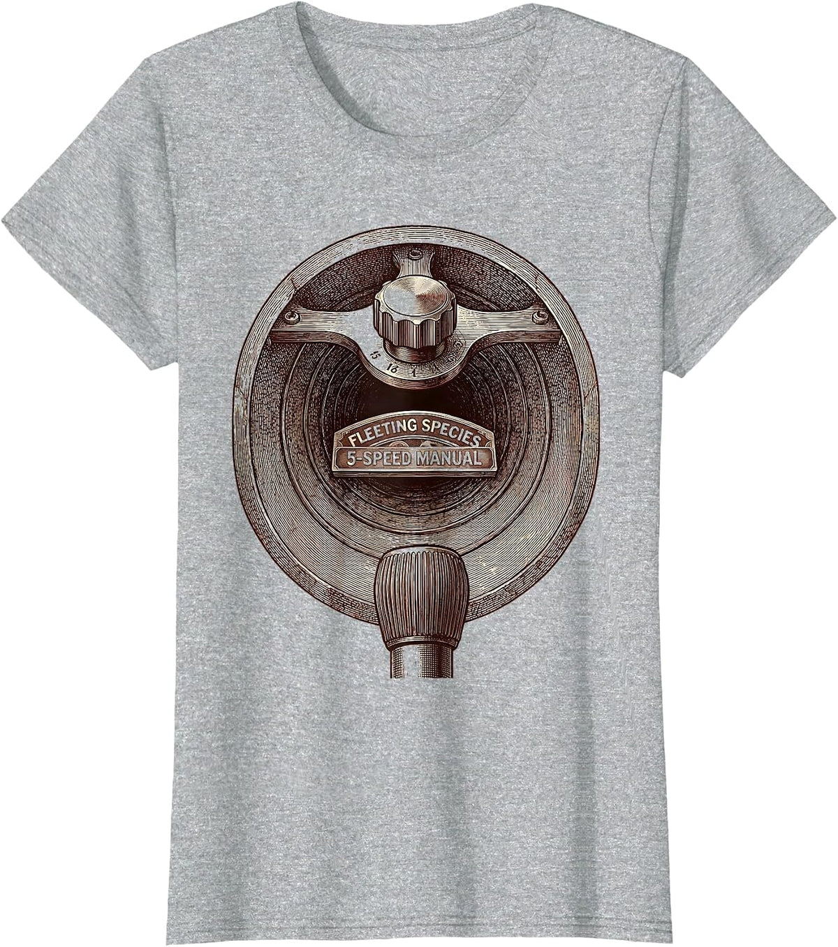 Fleeting Species 5-Speed Manual Transmission Stick Shift Car T-Shirt - Heather Grey
