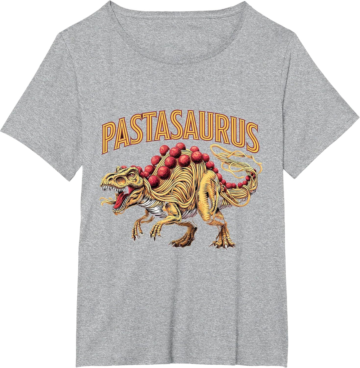 Spaghetti Pasta Dinosaur T-Rex Italian Food Pasta Noodles T-Shirt - Heather Grey