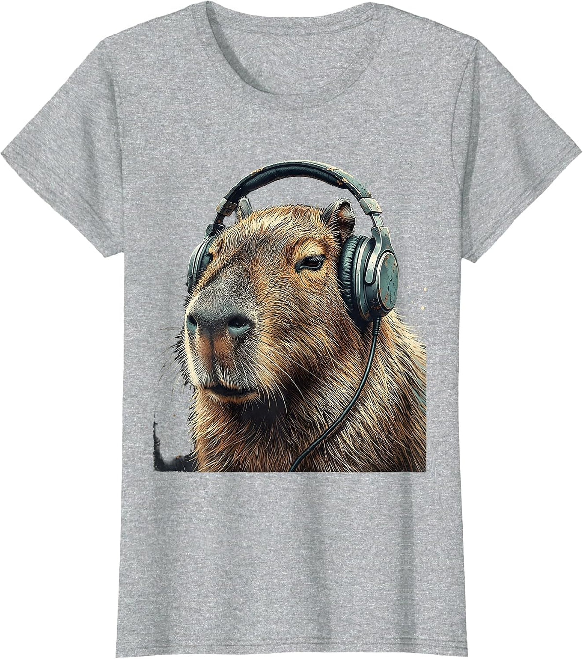 Women's Capybara Gamer Distressed Meme Humor T-Shirt - Heather Grey