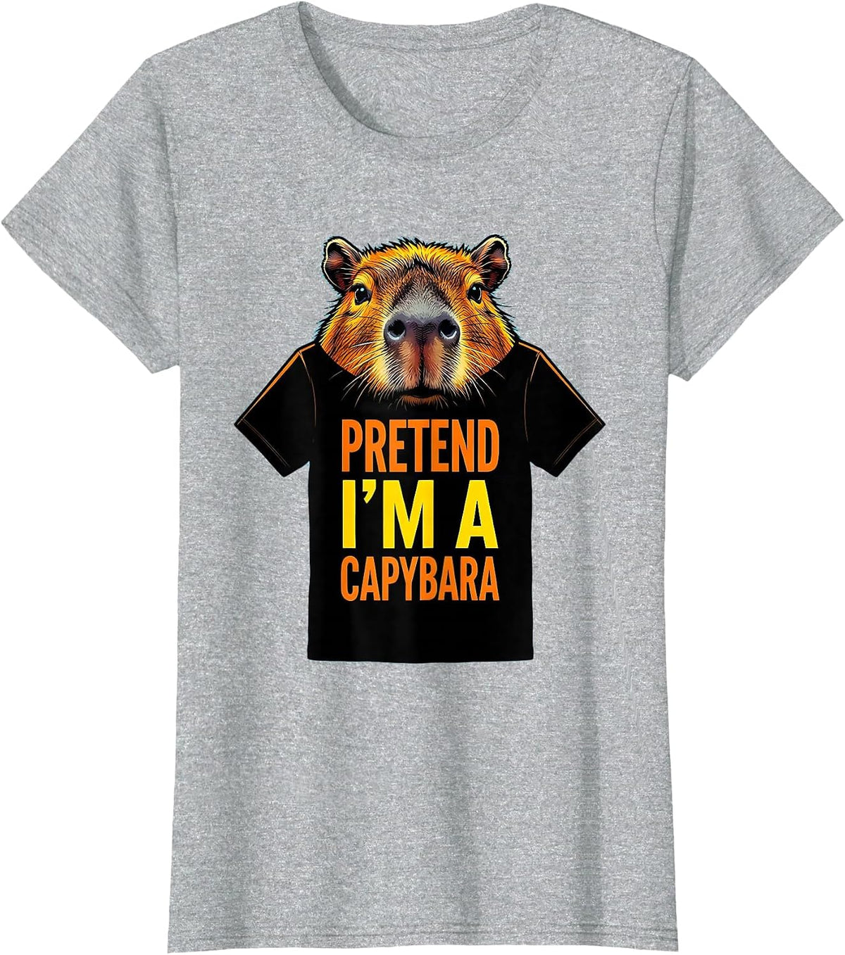 Pretend I'm A Capybara Pop Art Halloween Costume Humor T-Shirt - Heather Grey