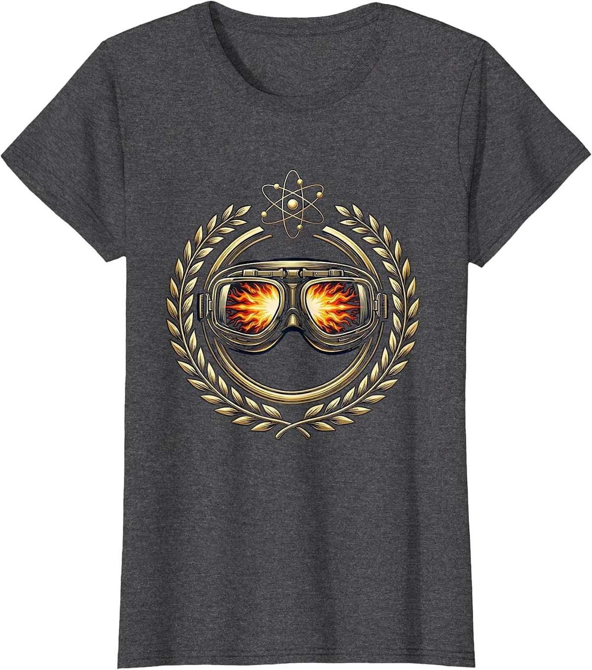 Women's Science Teacher Safety Goggles Explosion Graphic T-Shirt - Dark Heather Grey